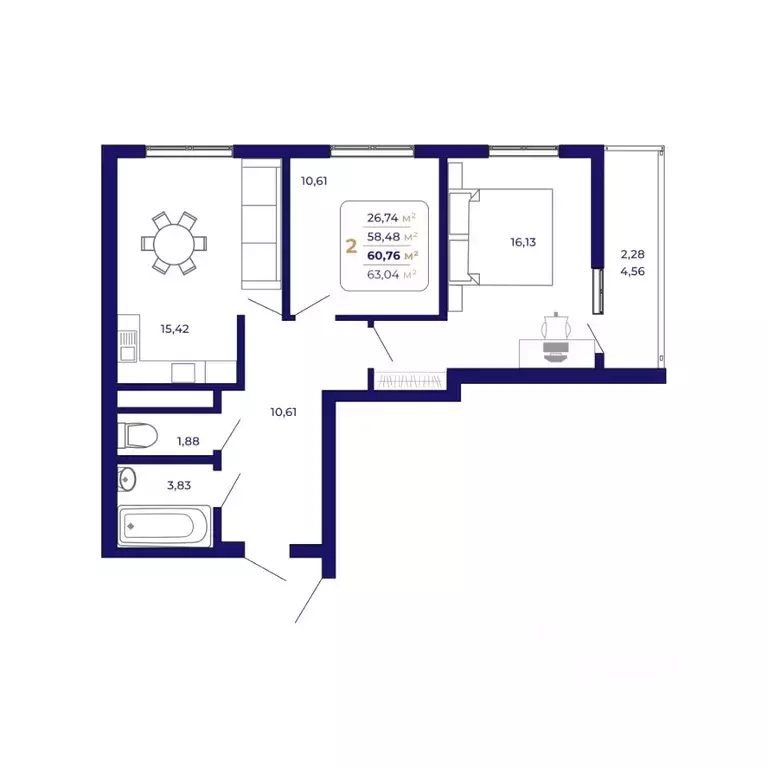 2-к кв. Башкортостан, Уфа Затон-Восточный жилрайон, Паруса жилой ... - Фото 1