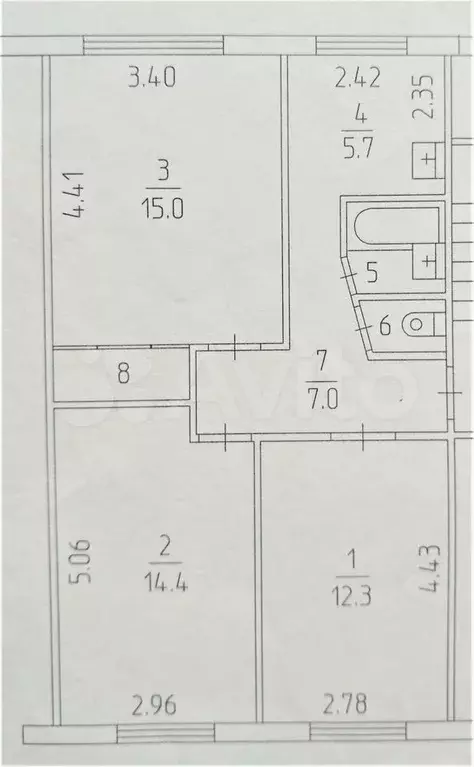 3-к. квартира, 59,1 м, 1/5 эт. - Фото 0