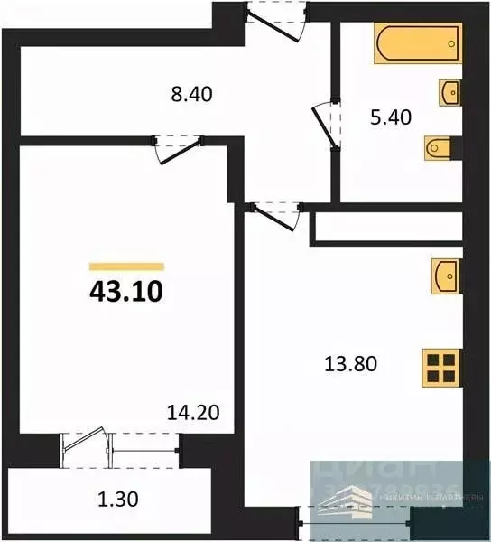 1-к кв. Воронежская область, Воронеж ул. Загоровского, 7к2 (43.1 м) - Фото 0