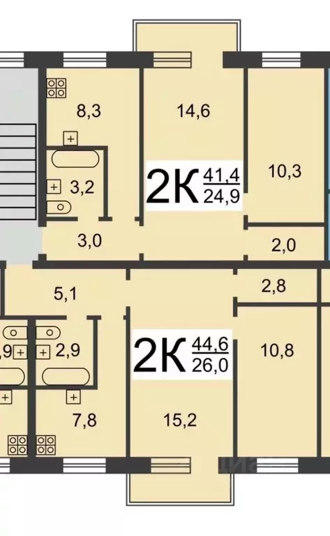 2-к кв. Нижегородская область, Нижний Новгород ул. Сестер ... - Фото 2