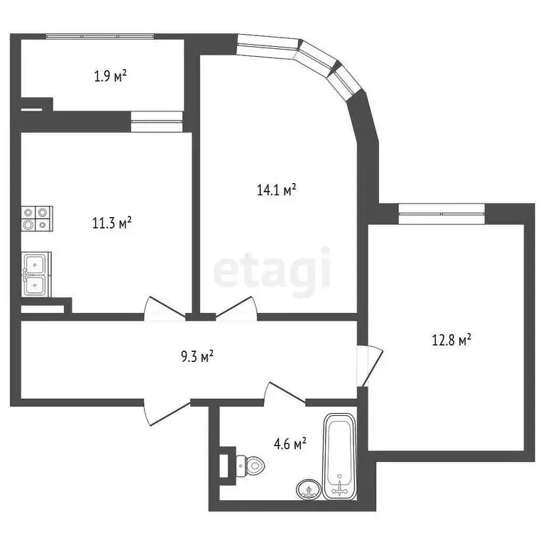2-комнатная квартира: Ростов-на-Дону, улица Бориса Слюсаря, 15с2 (53 ... - Фото 1