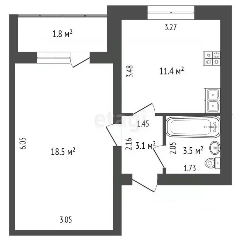 1-к кв. Марий Эл, Йошкар-Ола ул. Петрова, 28 (37.3 м) - Фото 1