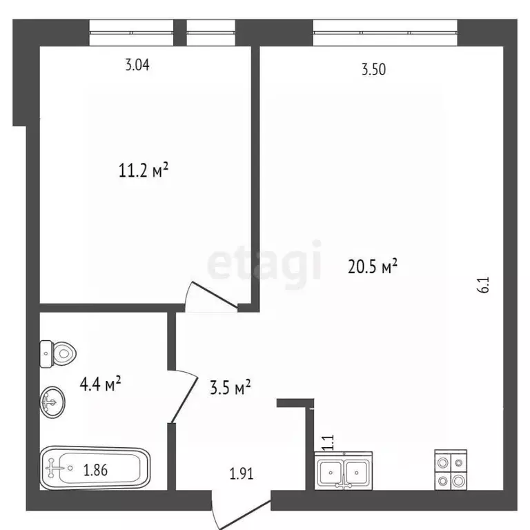 1-к кв. Тюменская область, Тюмень Полевая ул., 117к4 (39.6 м) - Фото 1