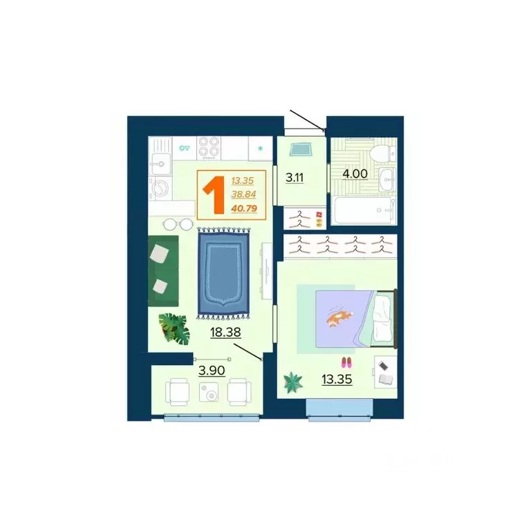 1-к кв. Брянская область, Брянск Московский мкр, 28 (40.79 м) - Фото 1