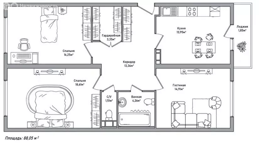 3-комнатная квартира: Ярославль, Дядьковская улица, 48 (88.05 м) - Фото 1