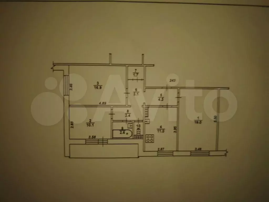 3-к. квартира, 73,1 м, 2/9 эт. - Фото 0