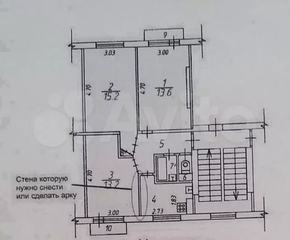 3-к. квартира, 57 м, 3/5 эт. - Фото 0