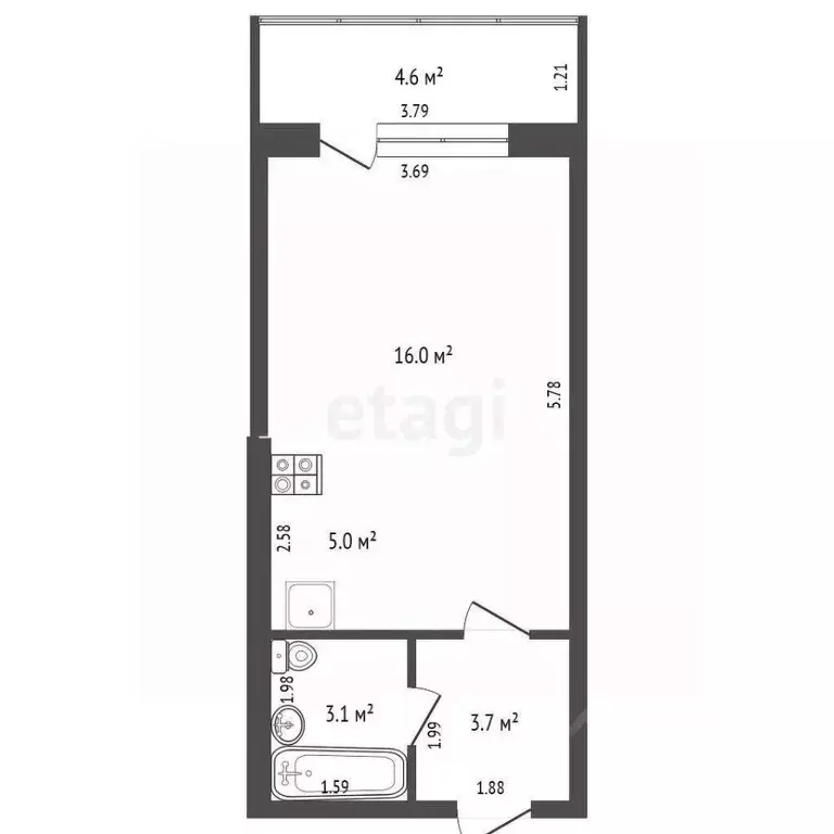 Студия Саха (Якутия), Якутск Якутская ул., 2/18 (27.8 м) - Фото 2