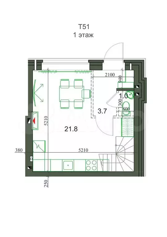 3-к. квартира, 51 м, 2/2 эт. - Фото 0