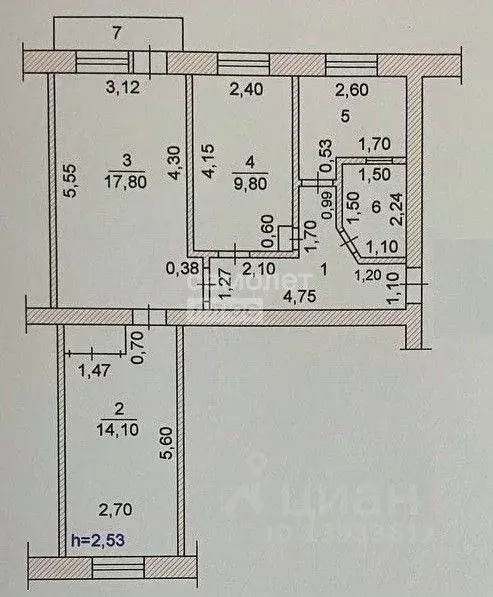 3-к кв. Чувашия, Чебоксары Хузангая ул., 1 (61.5 м) - Фото 1