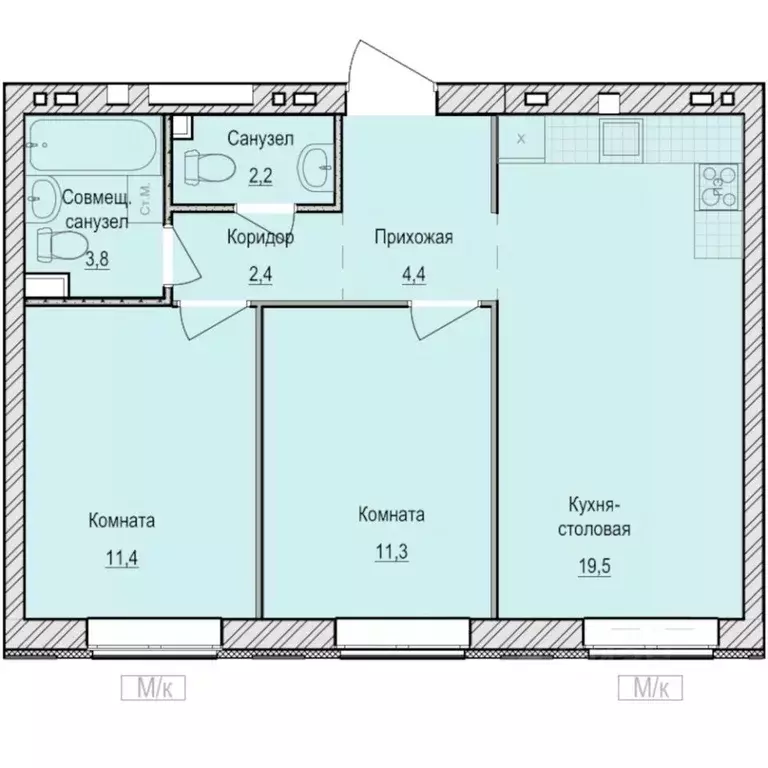 2-к кв. Удмуртия, Завьяловский район, с. Первомайский Санвилл жилой ... - Фото 1