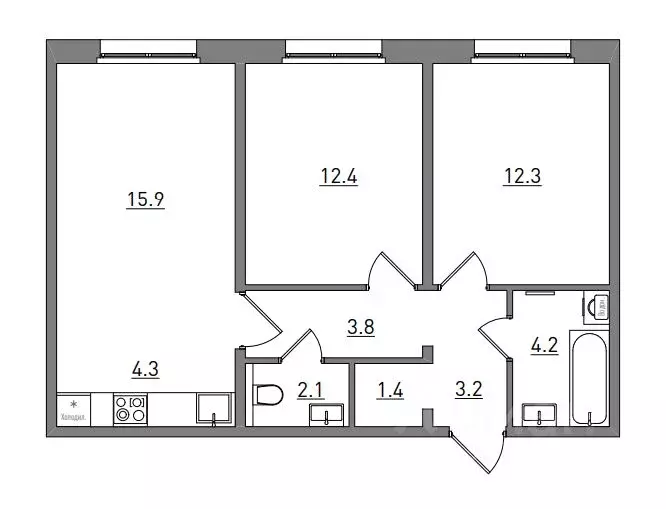 3-к кв. Кировская область, Киров ул. Чистопрудненская, 13А (59.6 м) - Фото 1