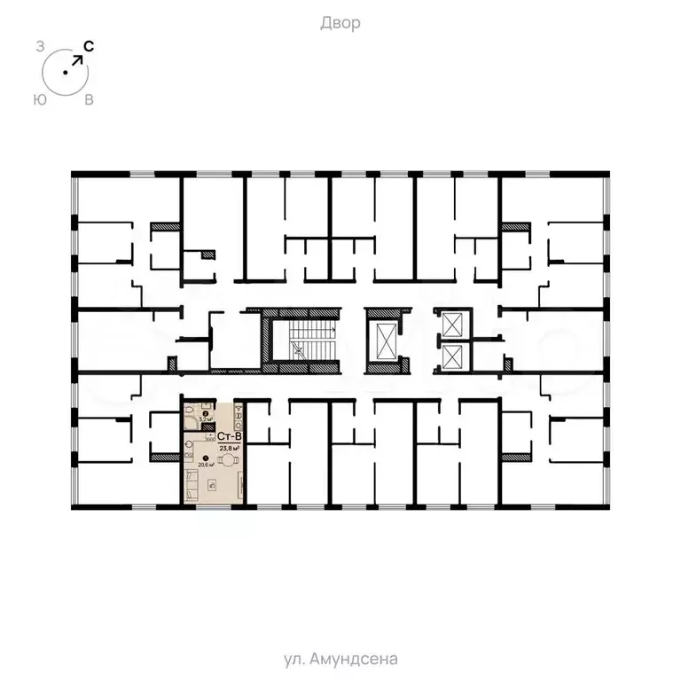 Квартира-студия, 23,8 м, 11/22 эт. - Фото 1