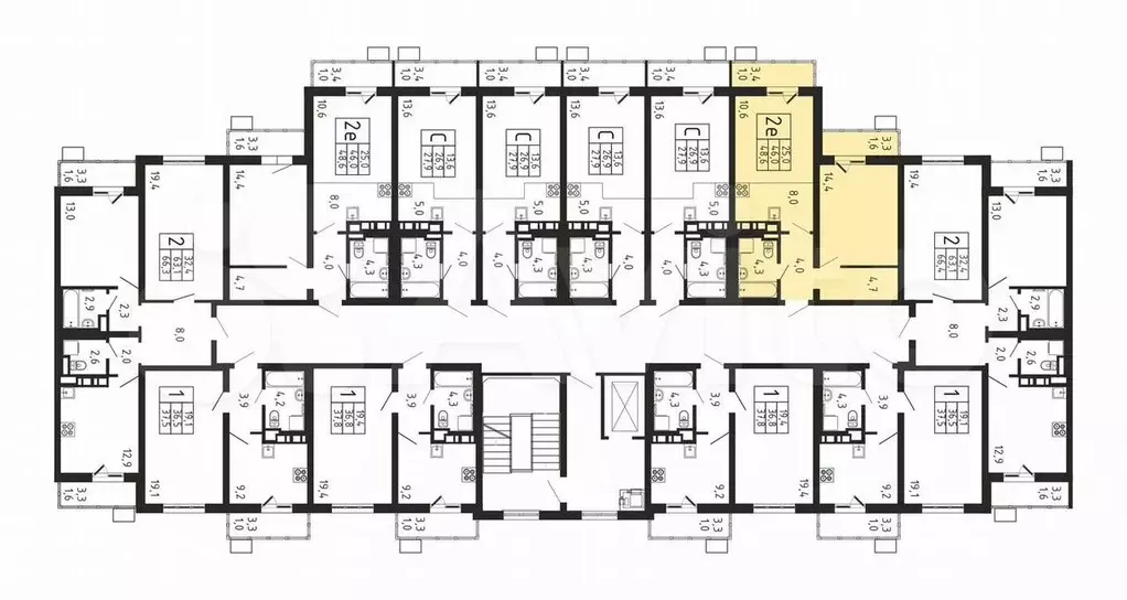 2-к. квартира, 48,6 м, 4/9 эт. - Фото 1