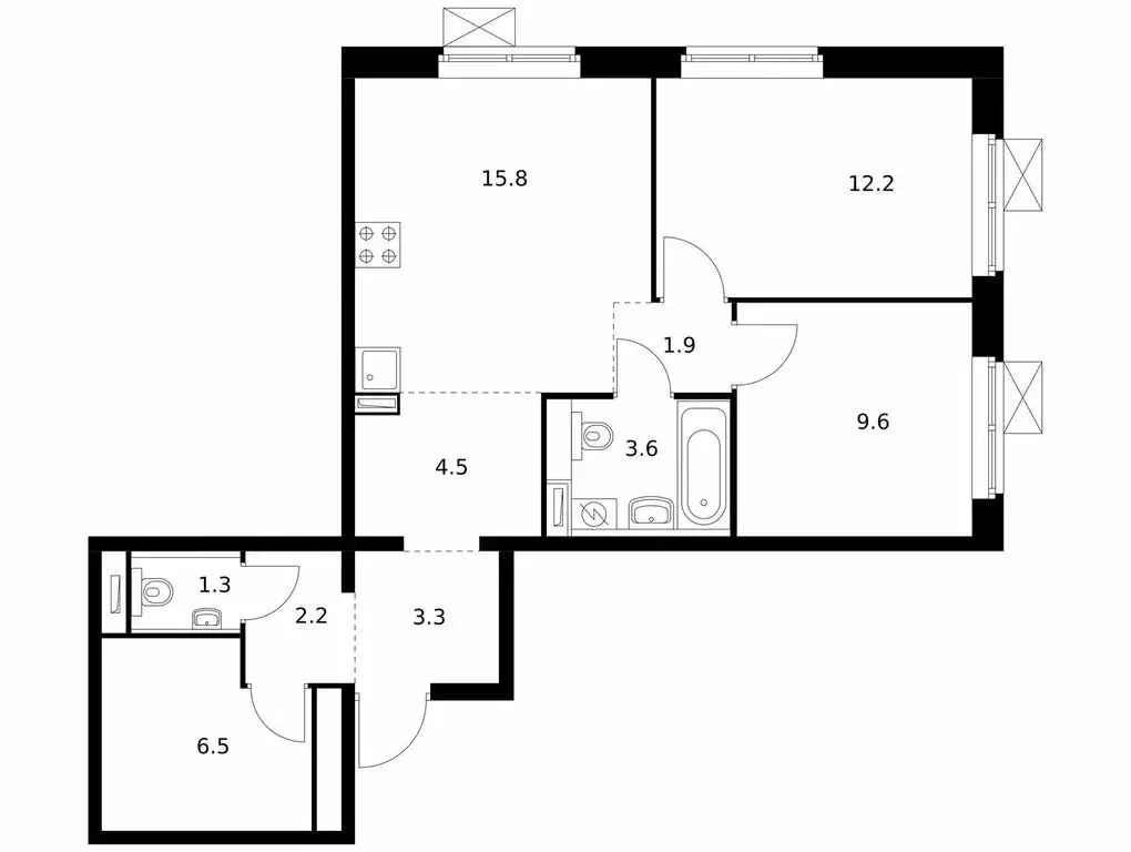 2-комнатная квартира: Люберцы, улица Лётчика Ларюшина, 4 (60.9 м) - Фото 0