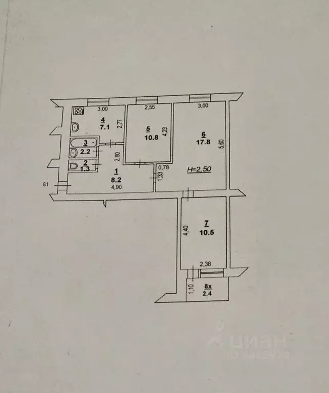 3-к кв. Ростовская область, Ростов-на-Дону ул. Текучева, 112 (58.6 м) - Фото 2
