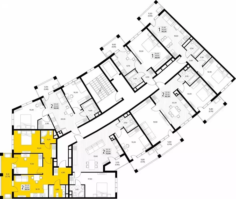 2-комнатная квартира: Сукко, жилой комплекс Кипарис (59.5 м) - Фото 1