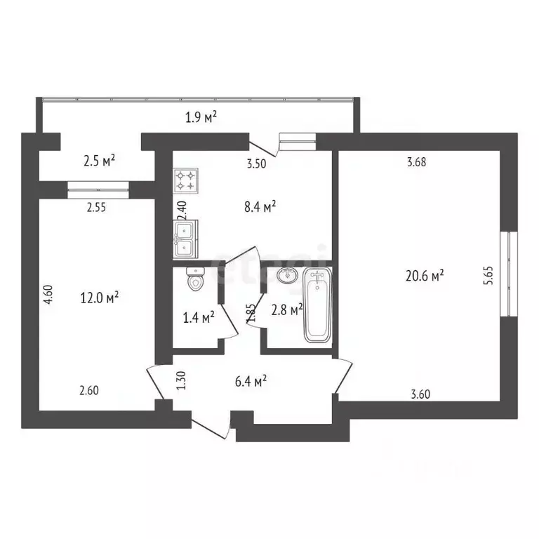 2-к кв. Крым, Феодосия ш. Симферопольское, 47 (55.0 м) - Фото 2
