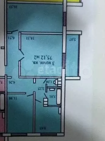 3-к. квартира, 72,6 м, 6/10 эт. - Фото 0