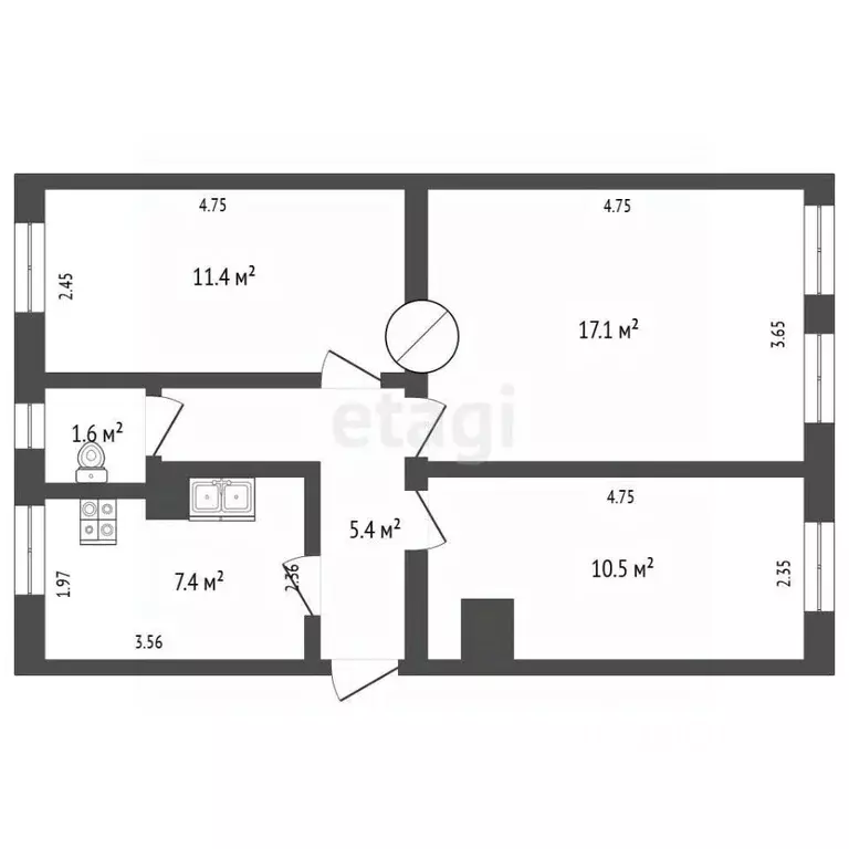 3-к кв. Псковская область, Печоры Заводская ул., 1 (53.4 м) - Фото 1