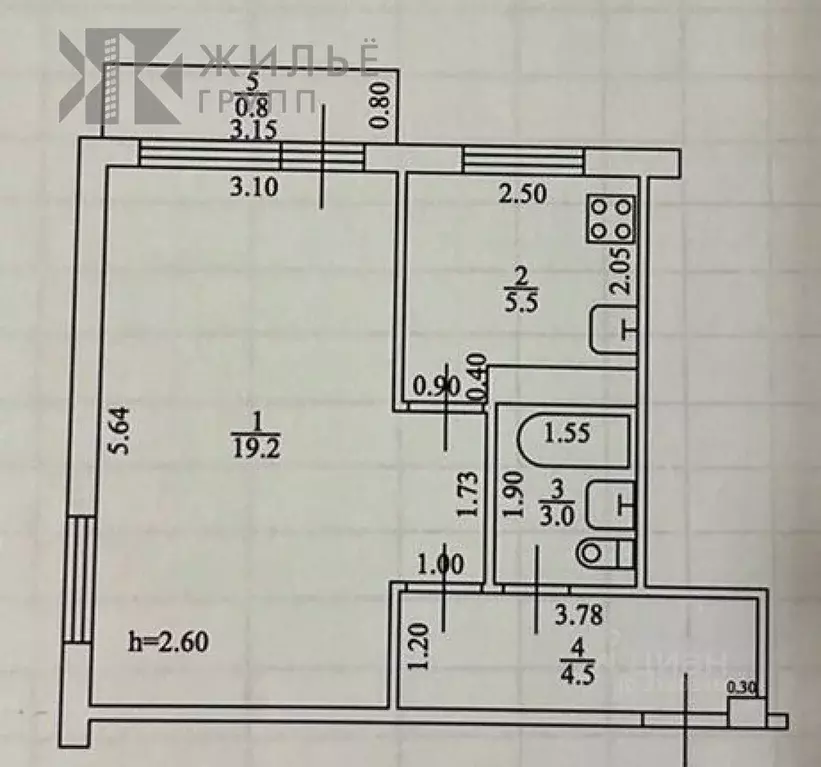 1-к кв. Татарстан, Казань ул. Нурсултана Назарбаева, 74 (32.2 м) - Фото 1