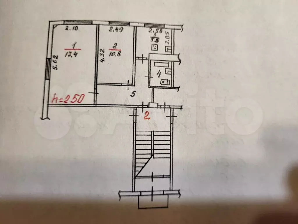 2-к. квартира, 44 м, 1/5 эт. - Фото 0