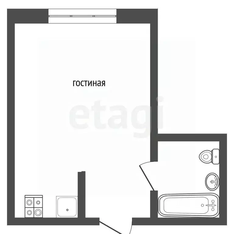 Студия Тюменская область, Тюмень ул. Алматинская, 4 (26.0 м) - Фото 2