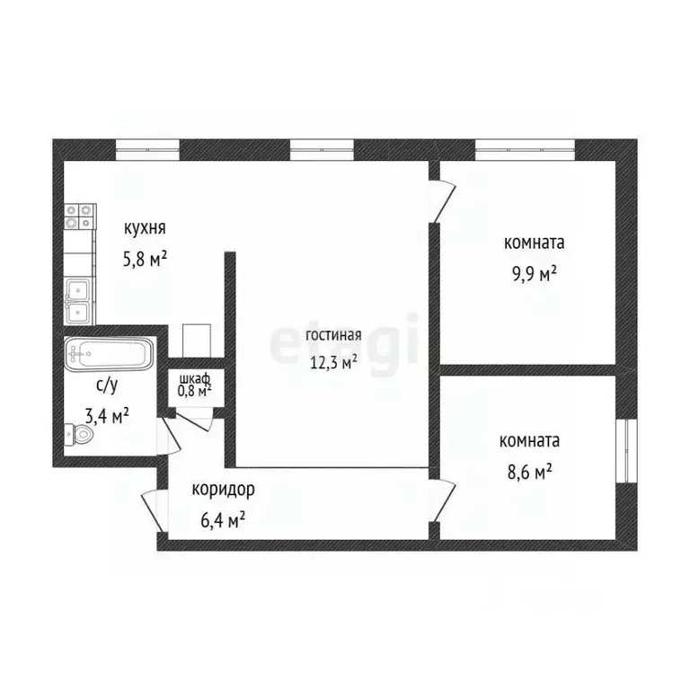 3-к кв. Иркутская область, Иркутск Юбилейный мкр, 93 (47.2 м) - Фото 2