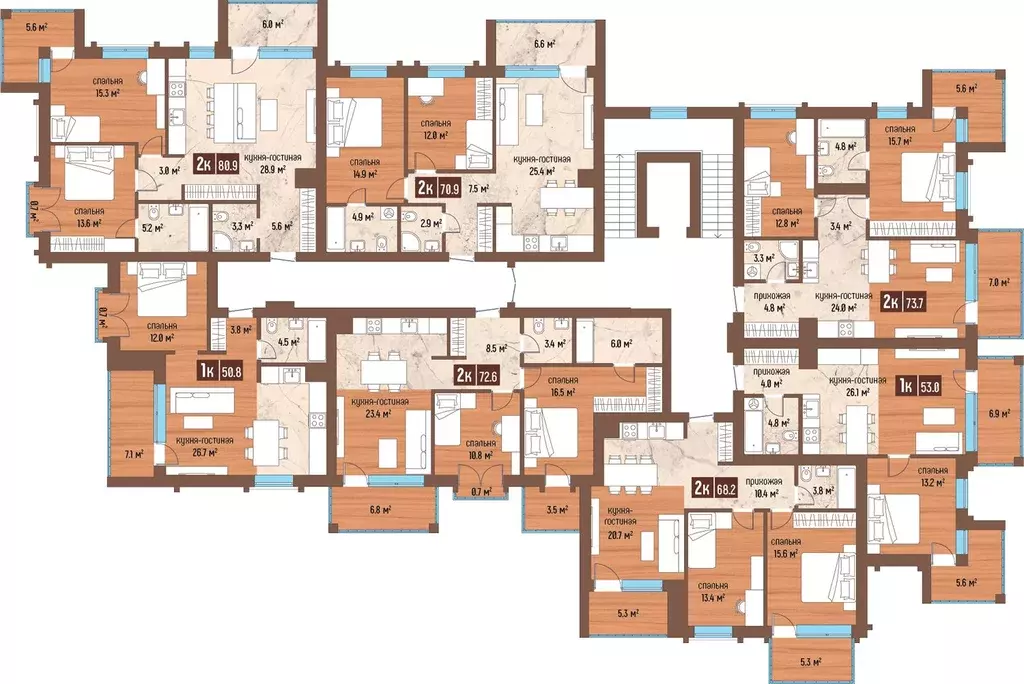 2-к кв. Калининградская область, Светлогорск Ольховая ул., 32к5 (68.2 ... - Фото 2