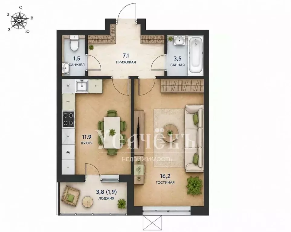 1-к кв. Москва Ленинградское ш., 228к6 (40.3 м) - Фото 2