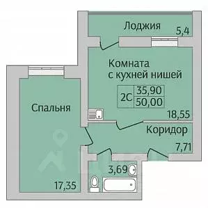 2-к кв. Новосибирская область, Новосибирск ул. Юности, 9 (50.0 м) - Фото 1