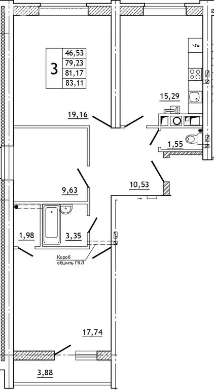 3-комнатная квартира: Смоленский муниципальный округ, деревня ... - Фото 1