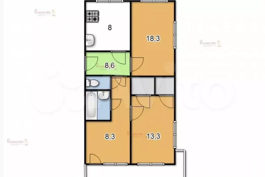 3-к. квартира, 70 м, 11/25 эт. - Фото 0
