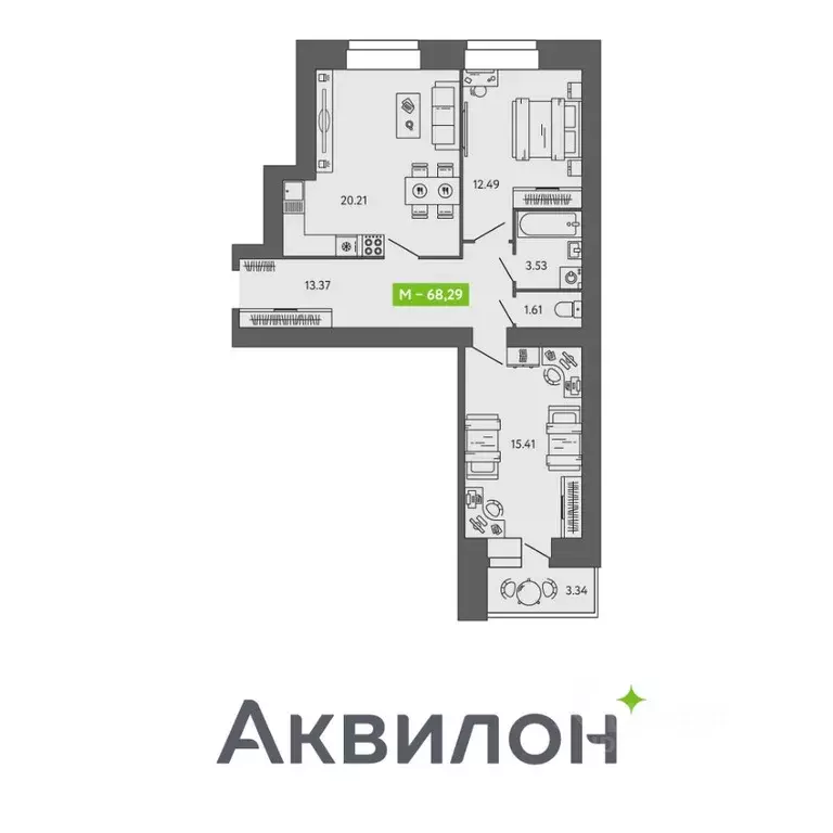 2-к кв. Архангельская область, Северодвинск Аквилон Листва жилой ... - Фото 0