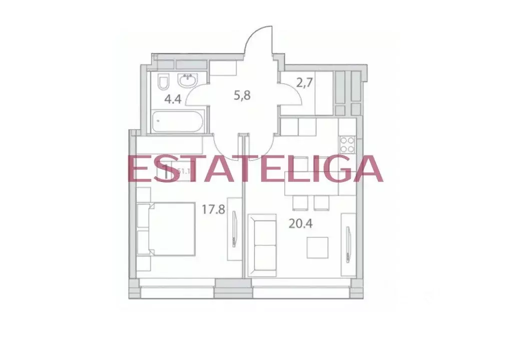 2-к кв. Москва Гжатская ул., 5к1 (51.0 м) - Фото 1