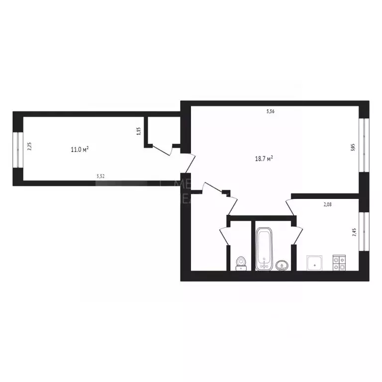 2-к кв. Тюменская область, Тюмень ул. Республики, 186 (42.2 м) - Фото 1