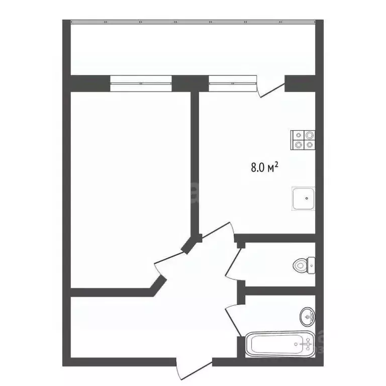 1-к кв. Тюменская область, Тюмень ул. Щорса, 2 (35.1 м) - Фото 2