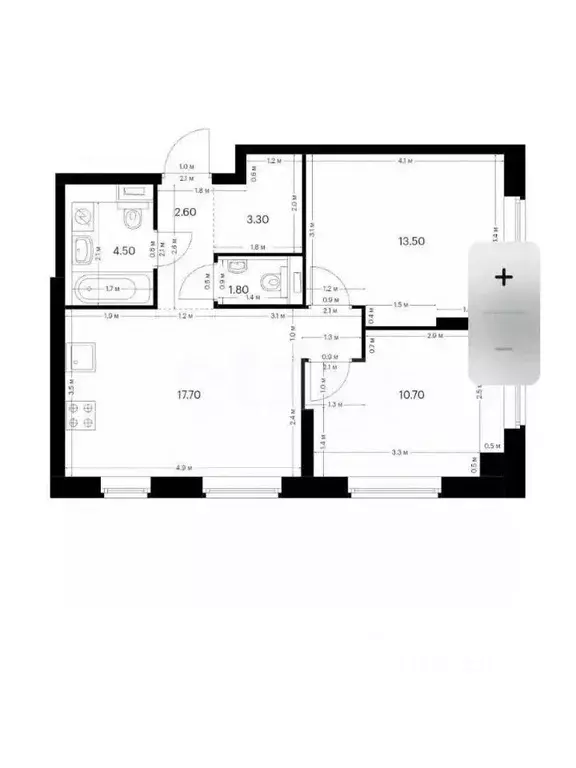 2-к кв. Татарстан, Казань ул. Анаса Тазетдинова, 7к6 (54.1 м) - Фото 2