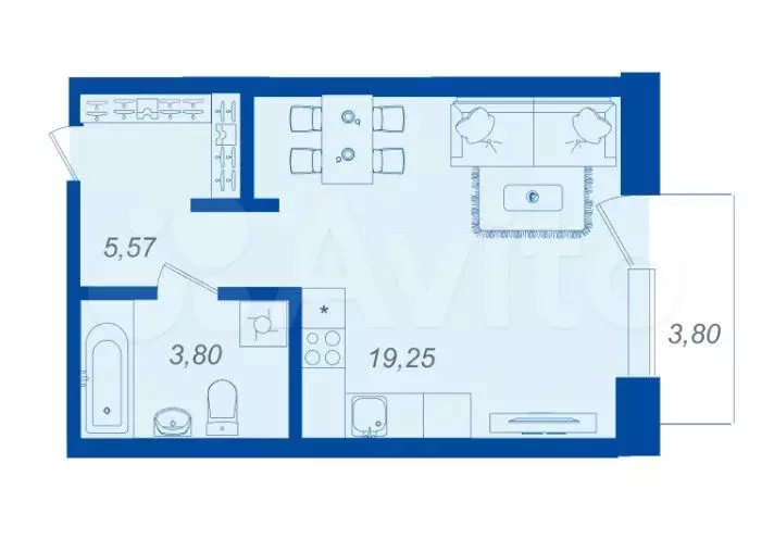 Квартира-студия, 29,8 м, 1/17 эт. - Фото 0