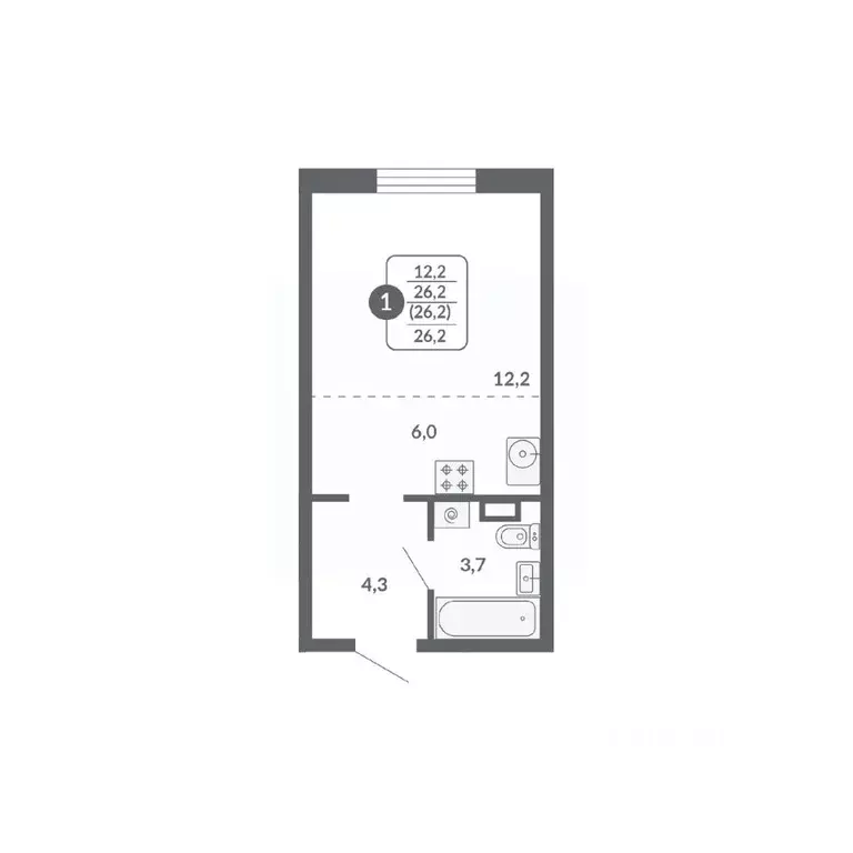 Студия Кировская область, Киров ул. Пушкина, 25 (26.2 м) - Фото 1