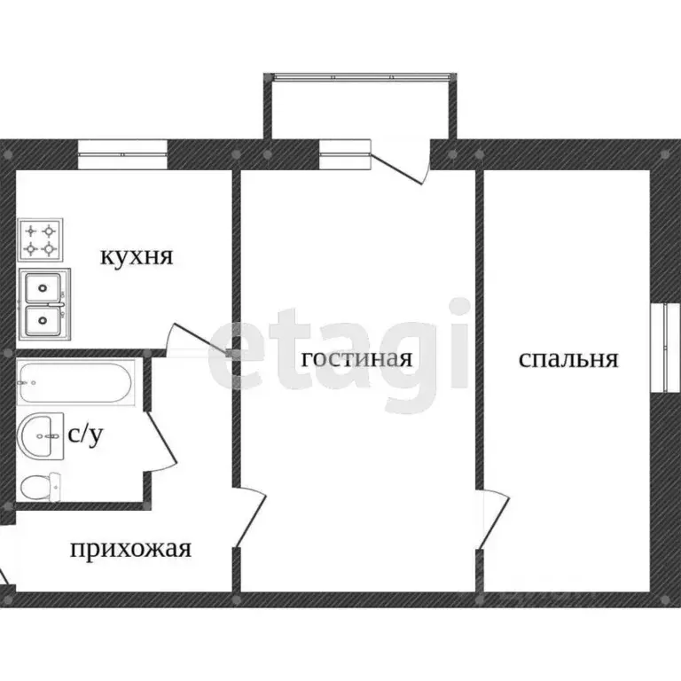 2-к кв. Ростовская область, Ростов-на-Дону ул. Мечникова, 126Б (44.2 ... - Фото 1