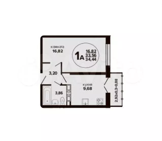 1-к. квартира, 34,4 м, 12/24 эт. - Фото 1