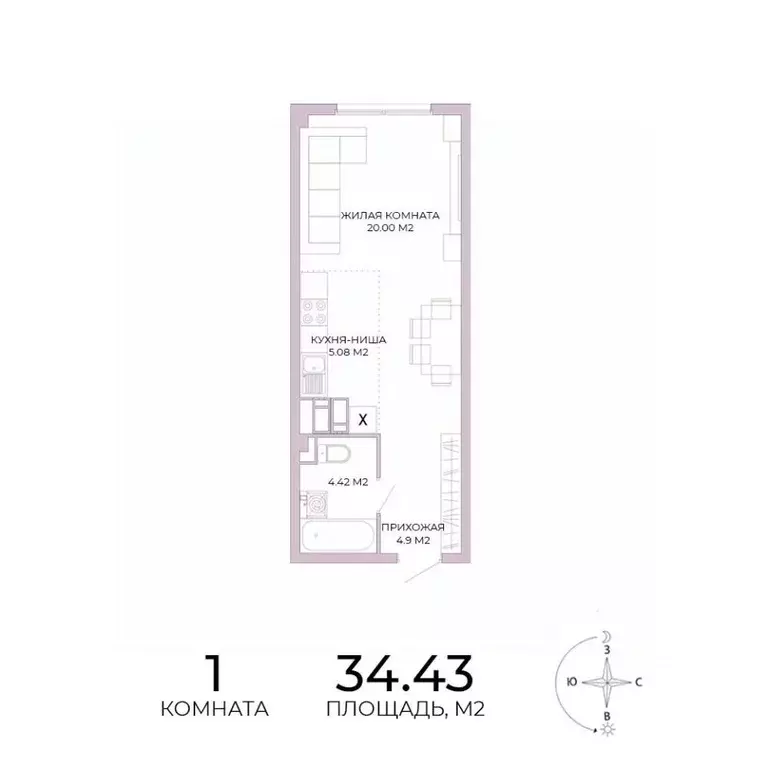 1-к кв. Пензенская область, Пенза Побочинская ул., с18 (34.43 м) - Фото 0