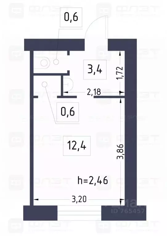 1-к кв. Татарстан, Казань Беломорская ул., 83 (17.4 м) - Фото 2