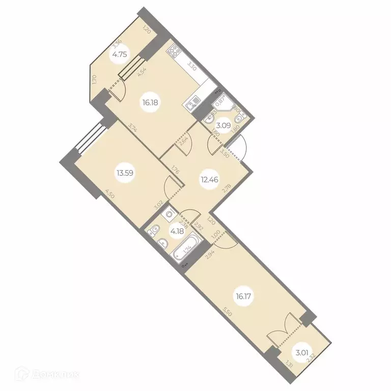 Продаётся 2-к квартира, 69.54 м - Фото 0