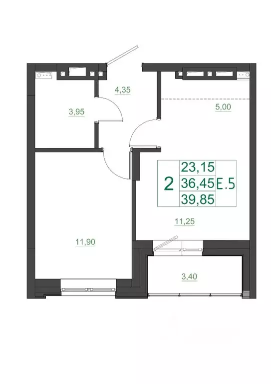 2-к кв. Красноярский край, Красноярск Мясокомбинат мкр, 1 (40.6 м) - Фото 1