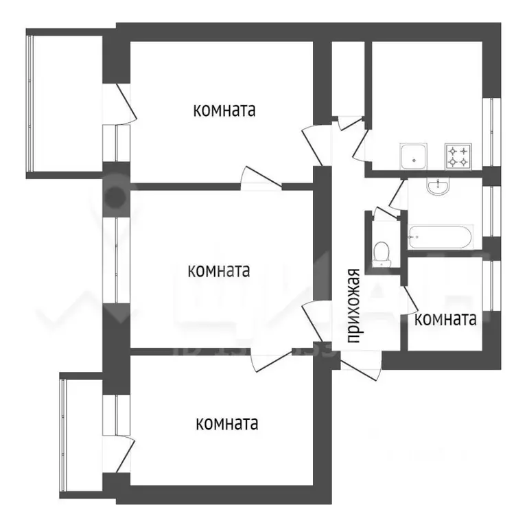 4-к кв. Татарстан, Казань ул. Лейтенанта Шмидта, 29 (81.1 м) - Фото 1