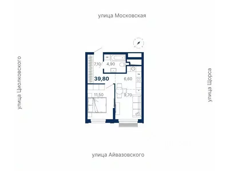 1-к кв. Свердловская область, Екатеринбург ул. Московская, 249/2 (39.7 ... - Фото 0