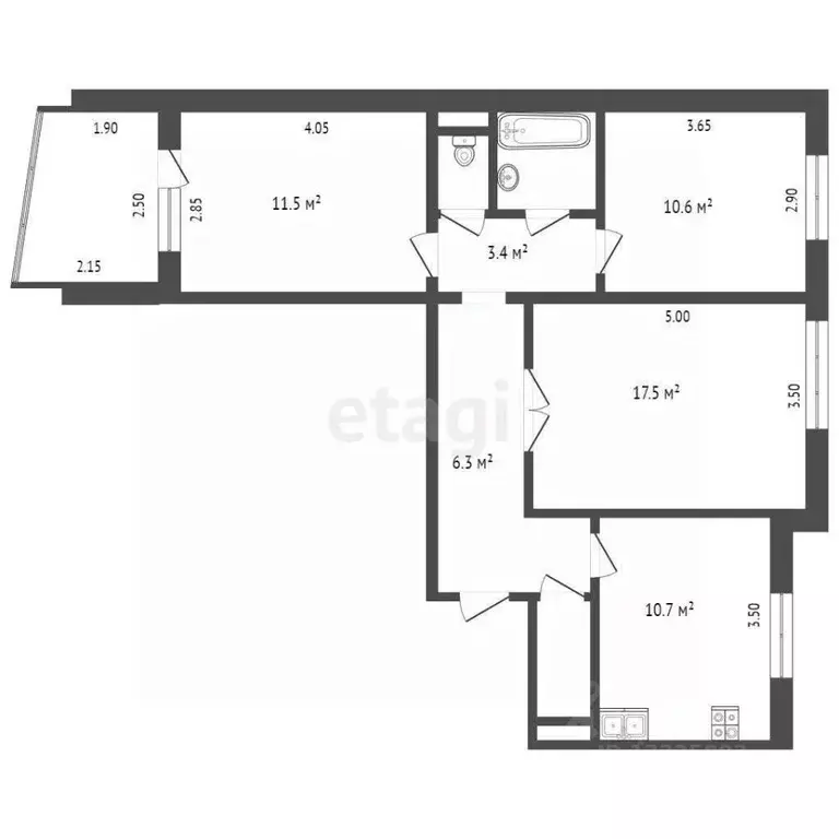 3-к кв. Вологодская область, с. Мосейково 1 (68.8 м) - Фото 2