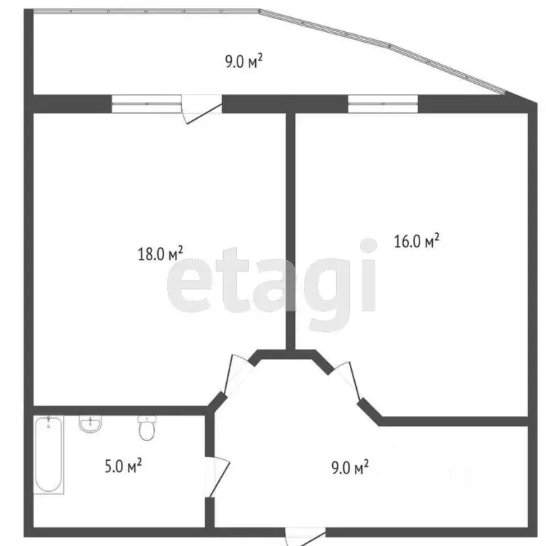 1-к кв. Тюменская область, Тюмень ул. Федюнинского, 64к1 (48.8 м) - Фото 2